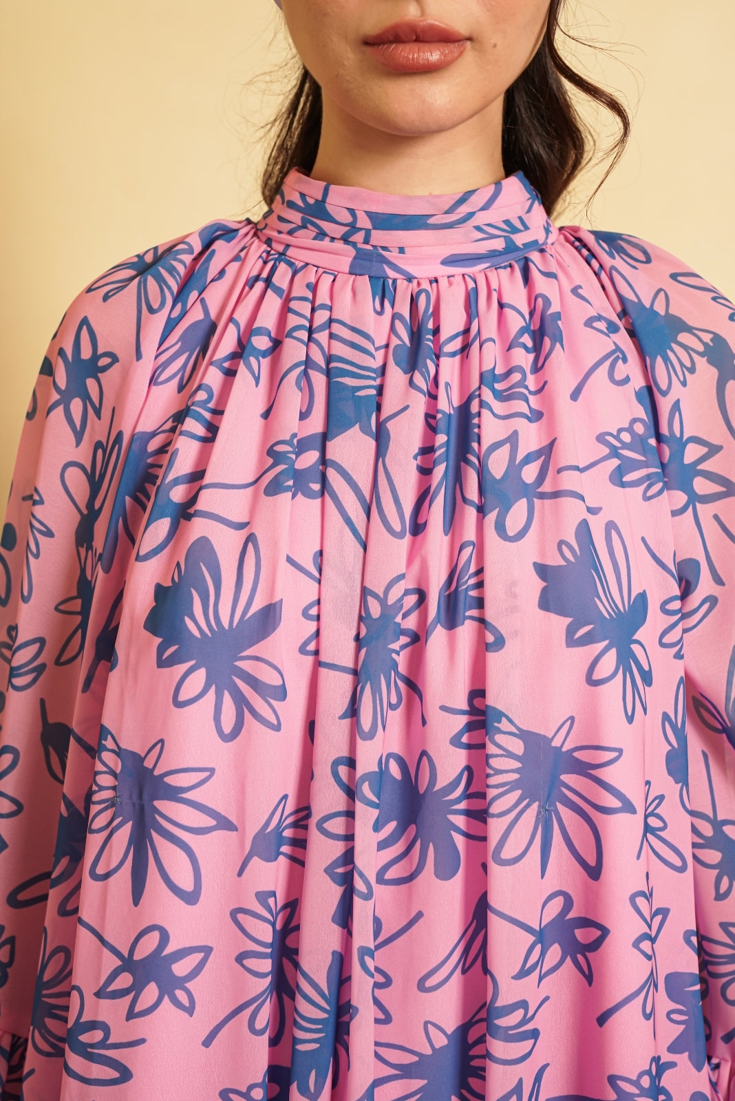 Bubble Gum Pink Printed Kaftan Dress