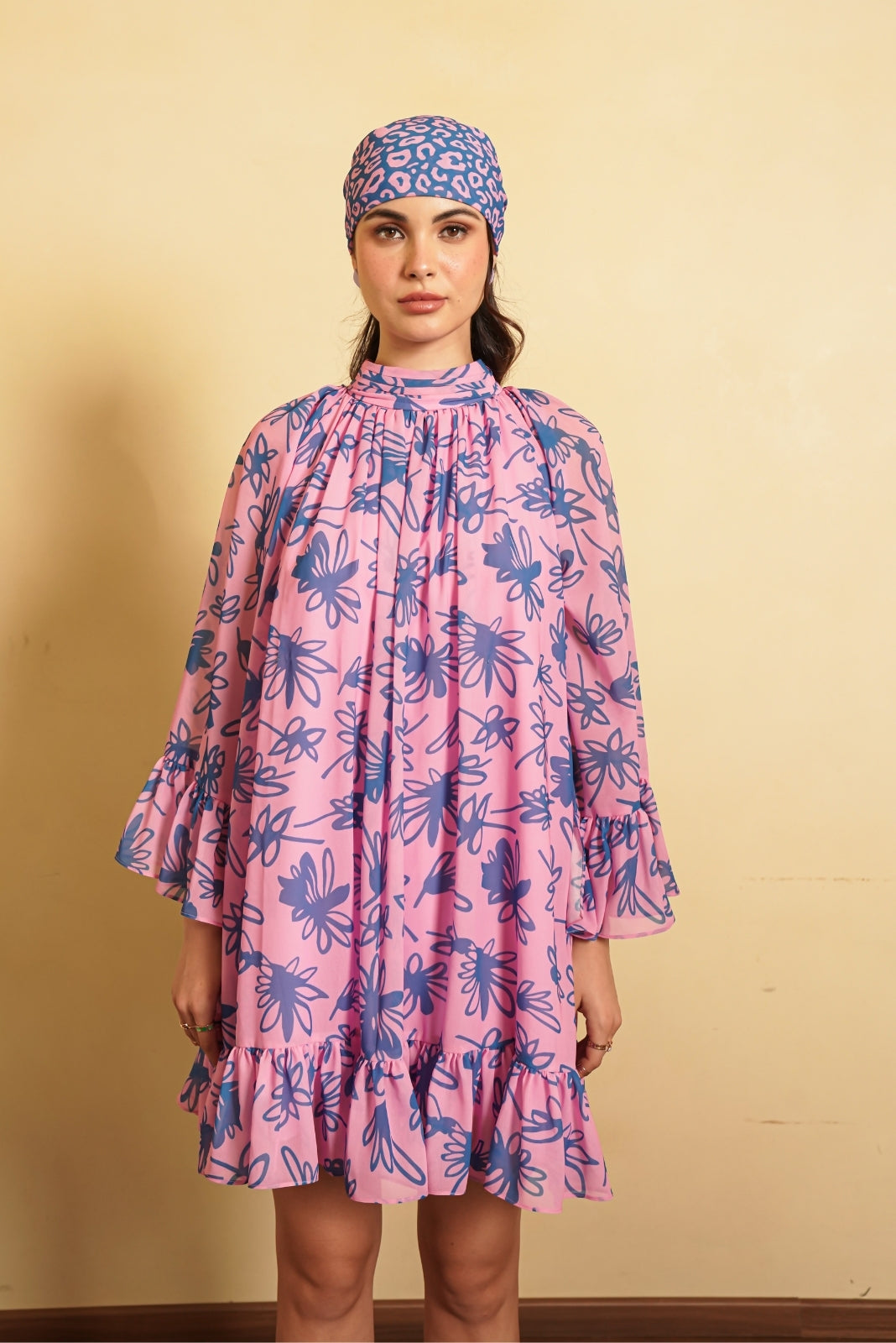 Bubble Gum Pink Printed Kaftan Dress