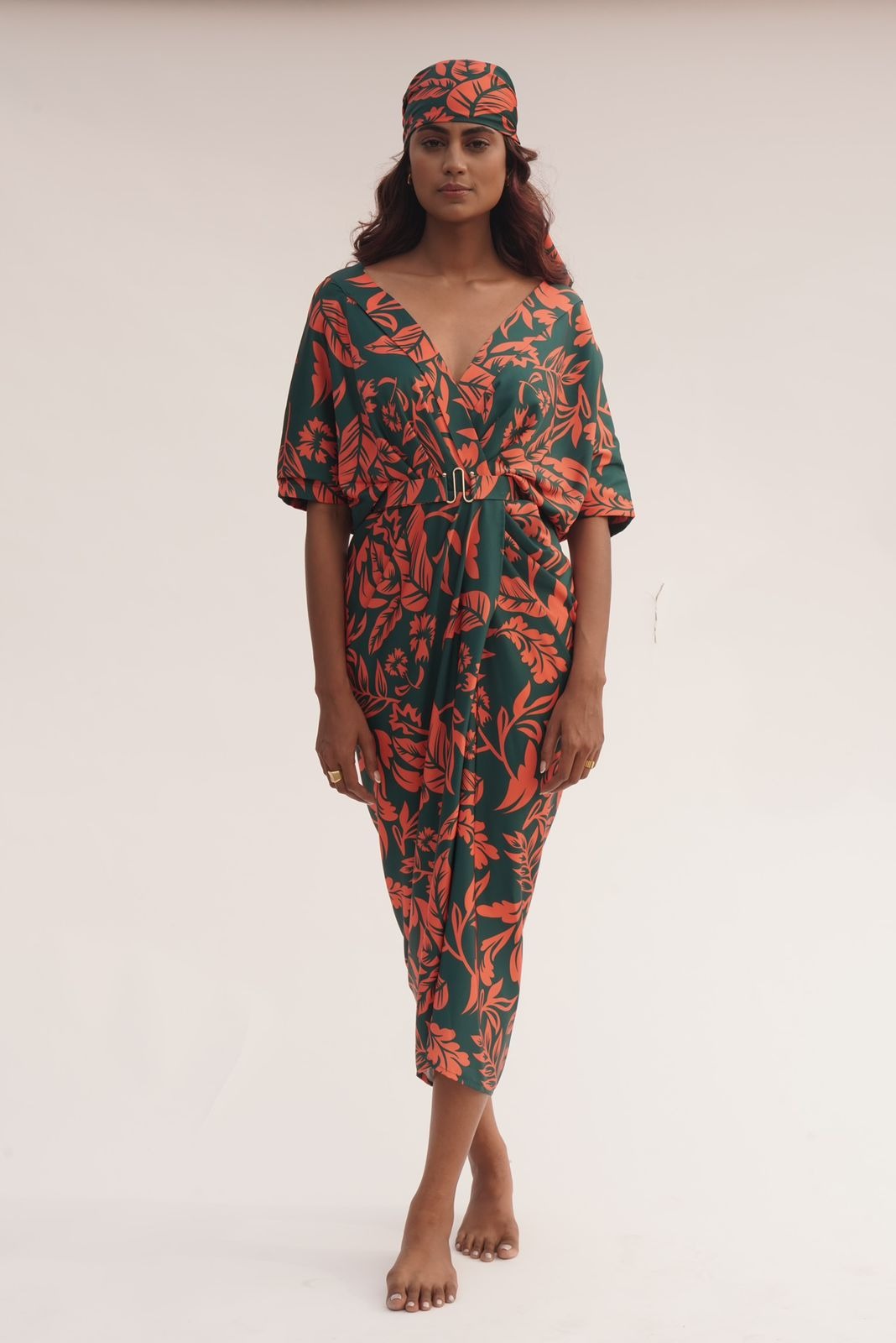 Drape Kaftan Dress with Belt - Charm