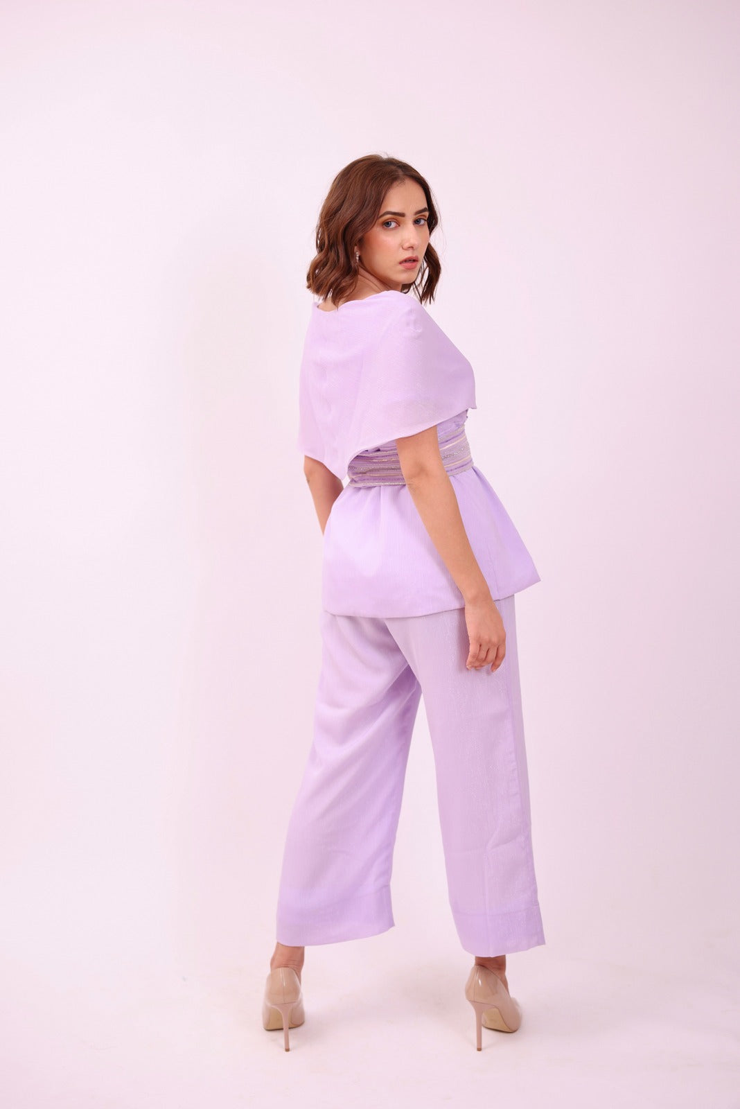Purple Co Ord Set With Embellished Belt – Coy