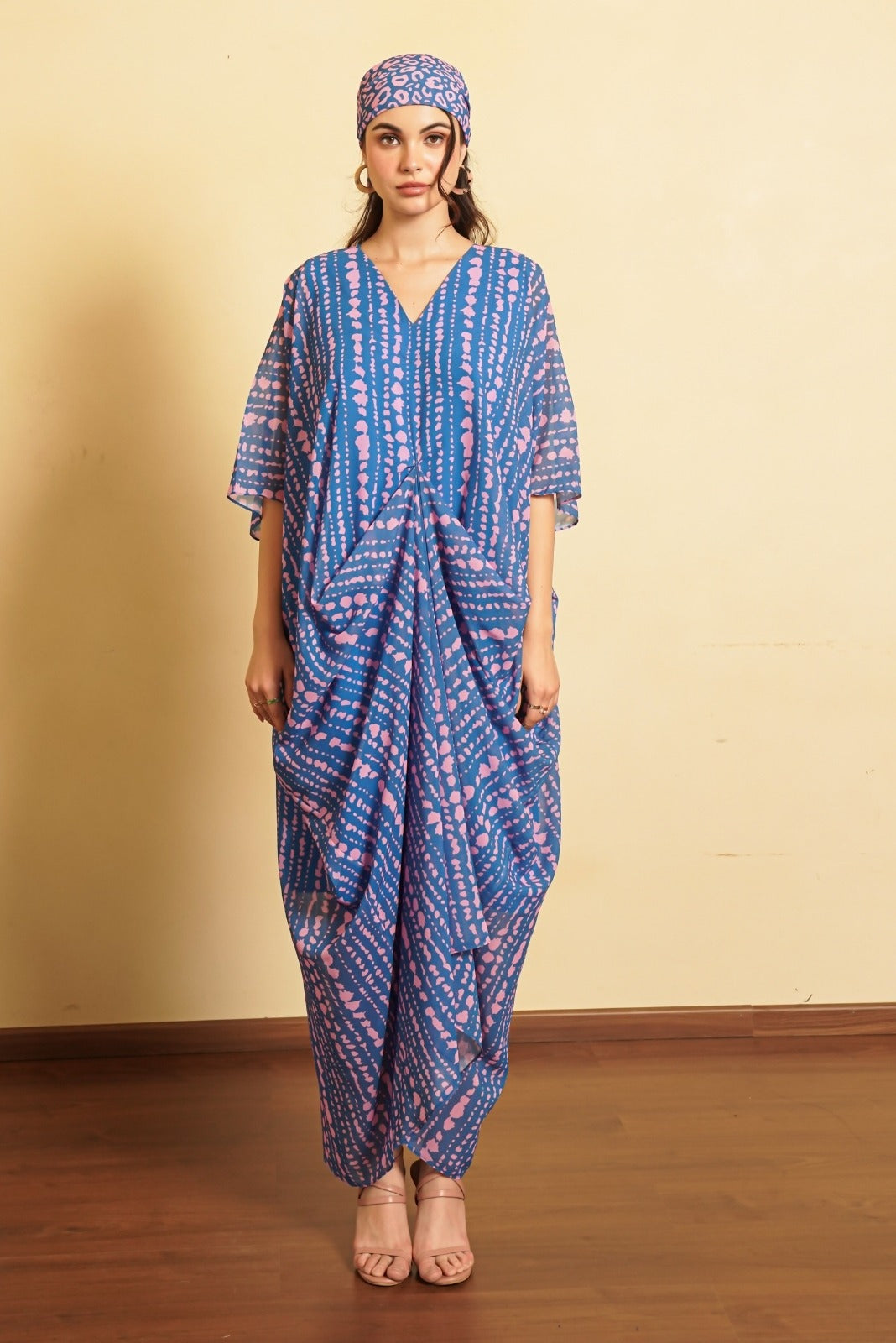 Electric Blue Pre-Draped Kaftan Dress