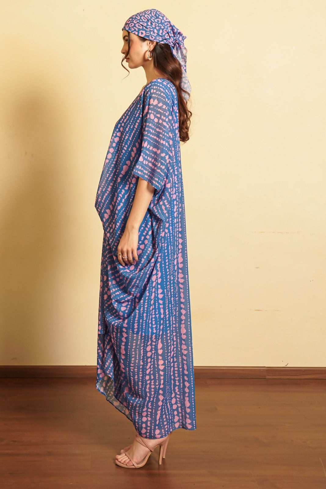 Electric Blue Pre-Draped Kaftan Dress