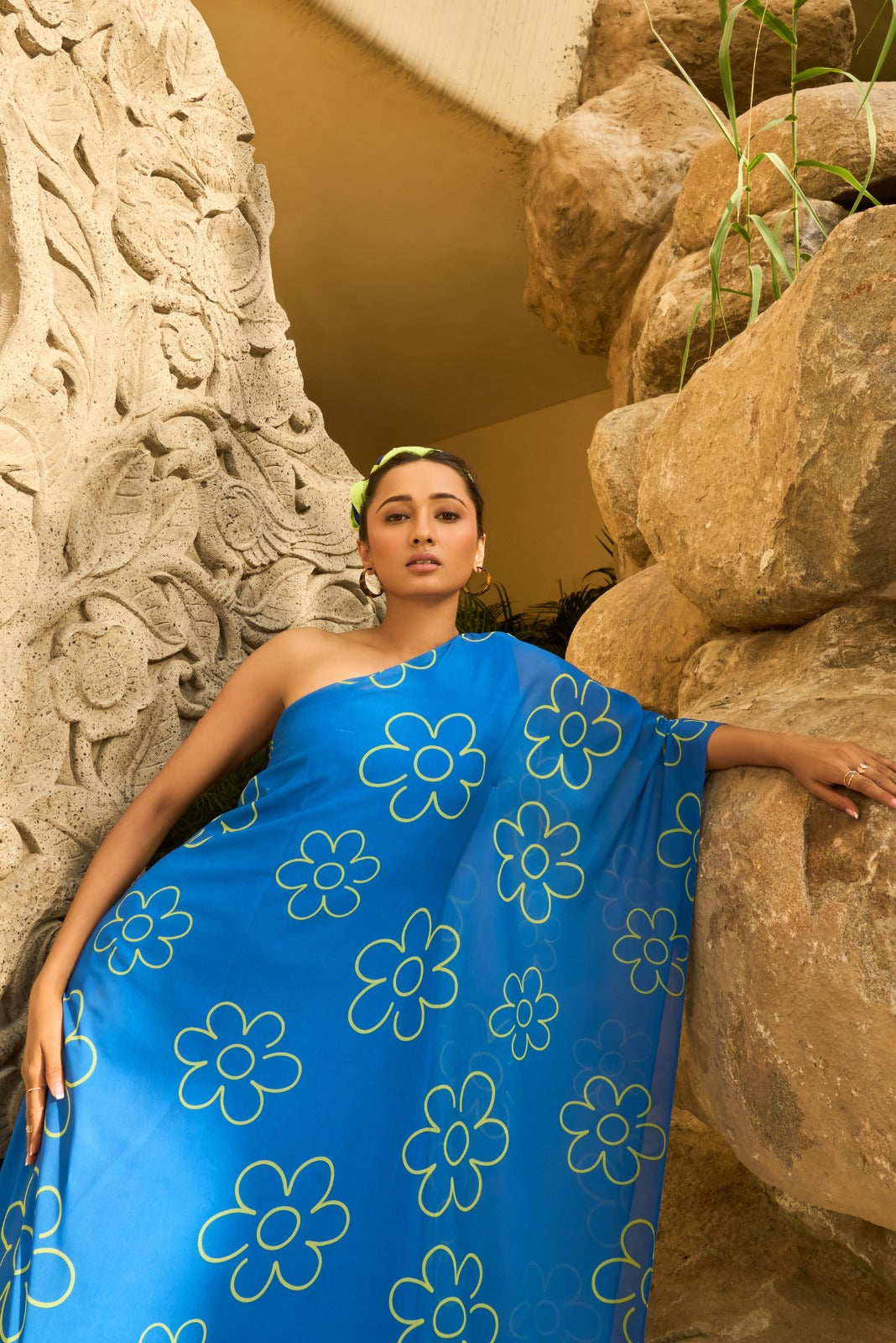 Electric Blue One Sided Kaftan Dress