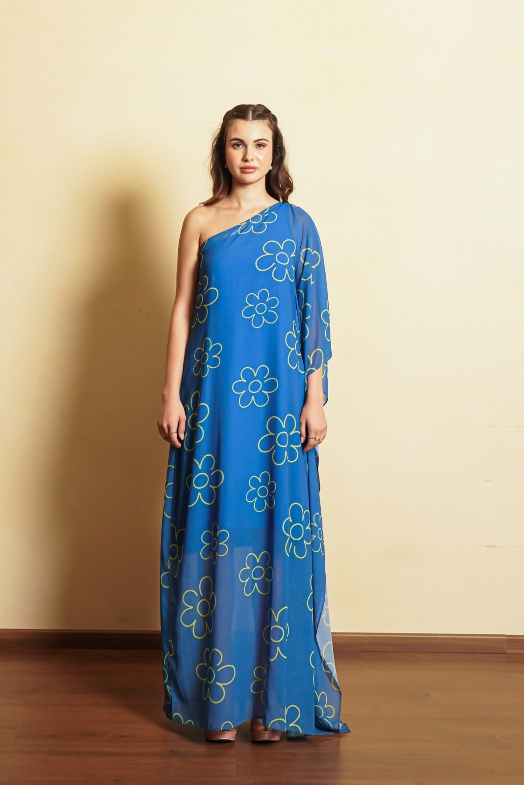Electric Blue One Sided Kaftan Dress