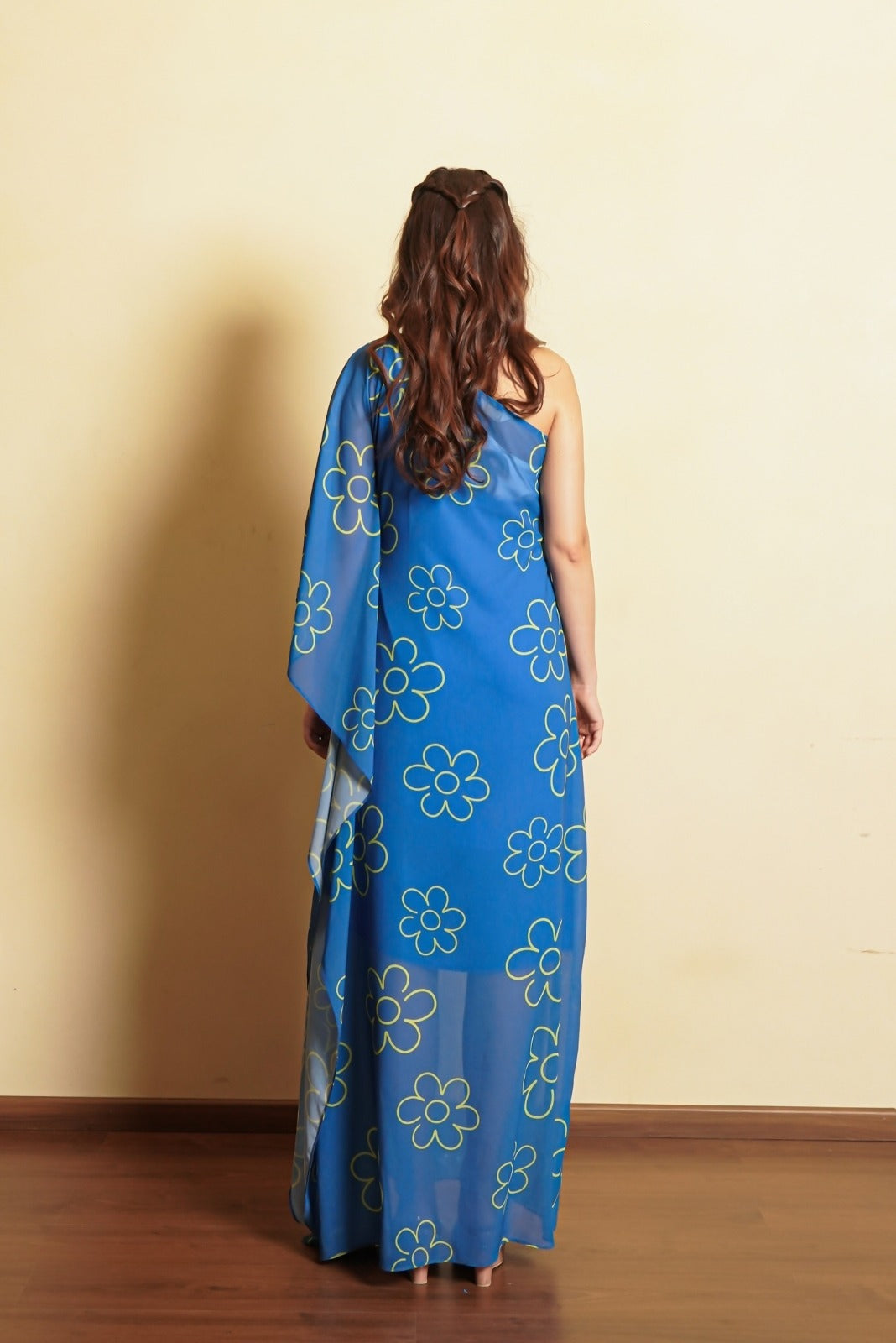 Electric Blue One Sided Kaftan Dress