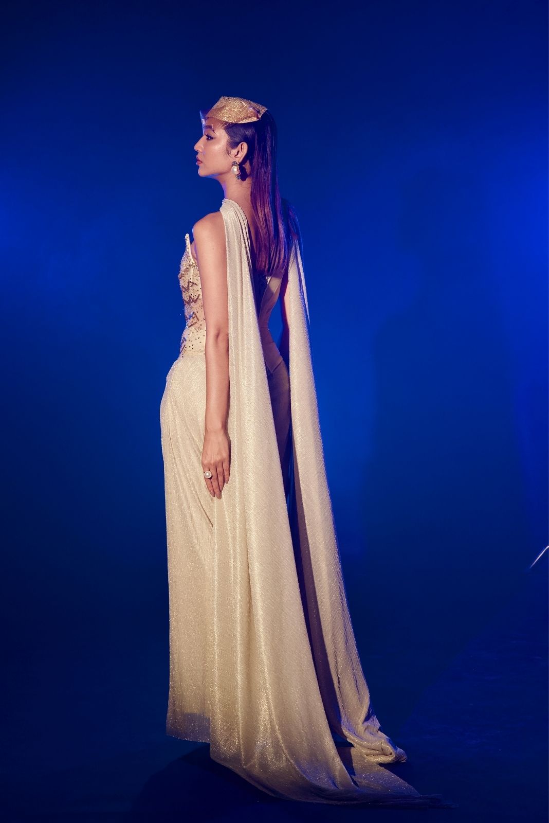 Golden Shimmer Detachable Corset Drape Skirt Set