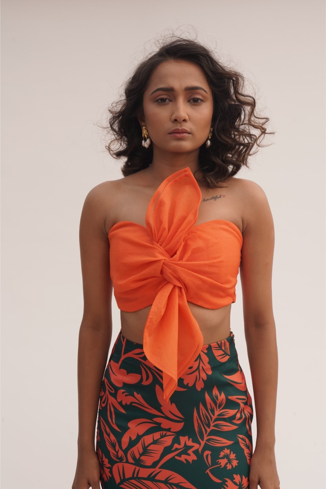 Orange and Green Multi-Layered Skirt Coord Set - Fierce