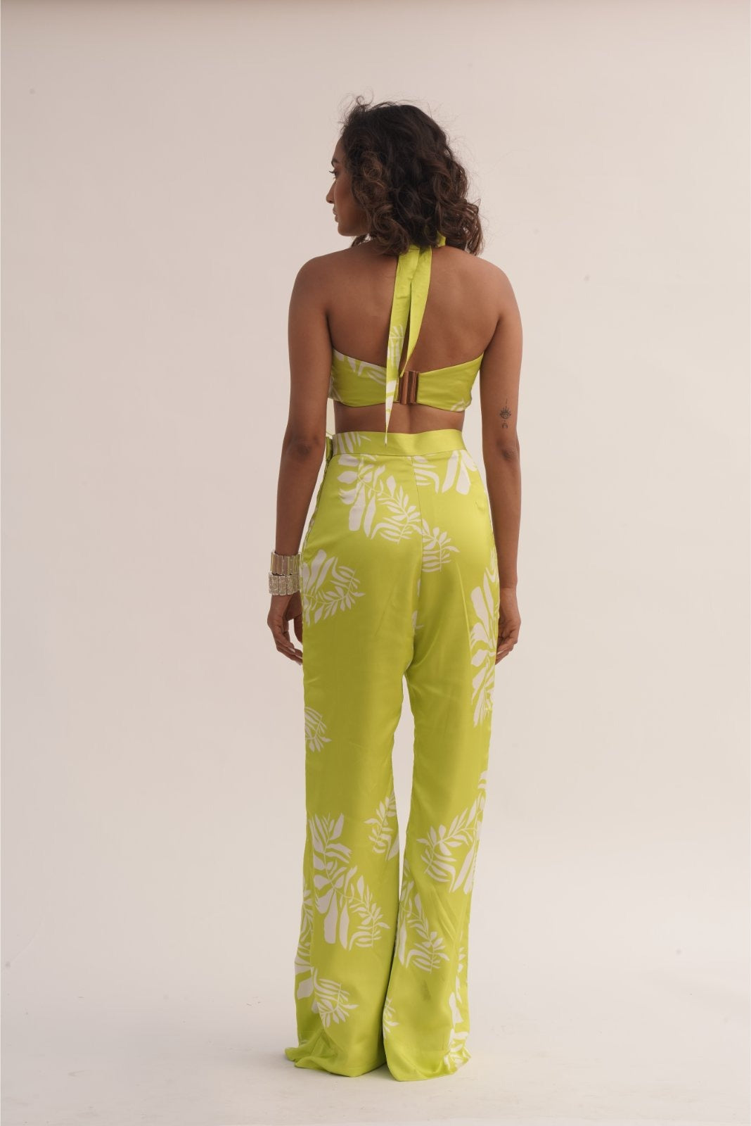 Green Printed Rose Top Coord Set - Rose