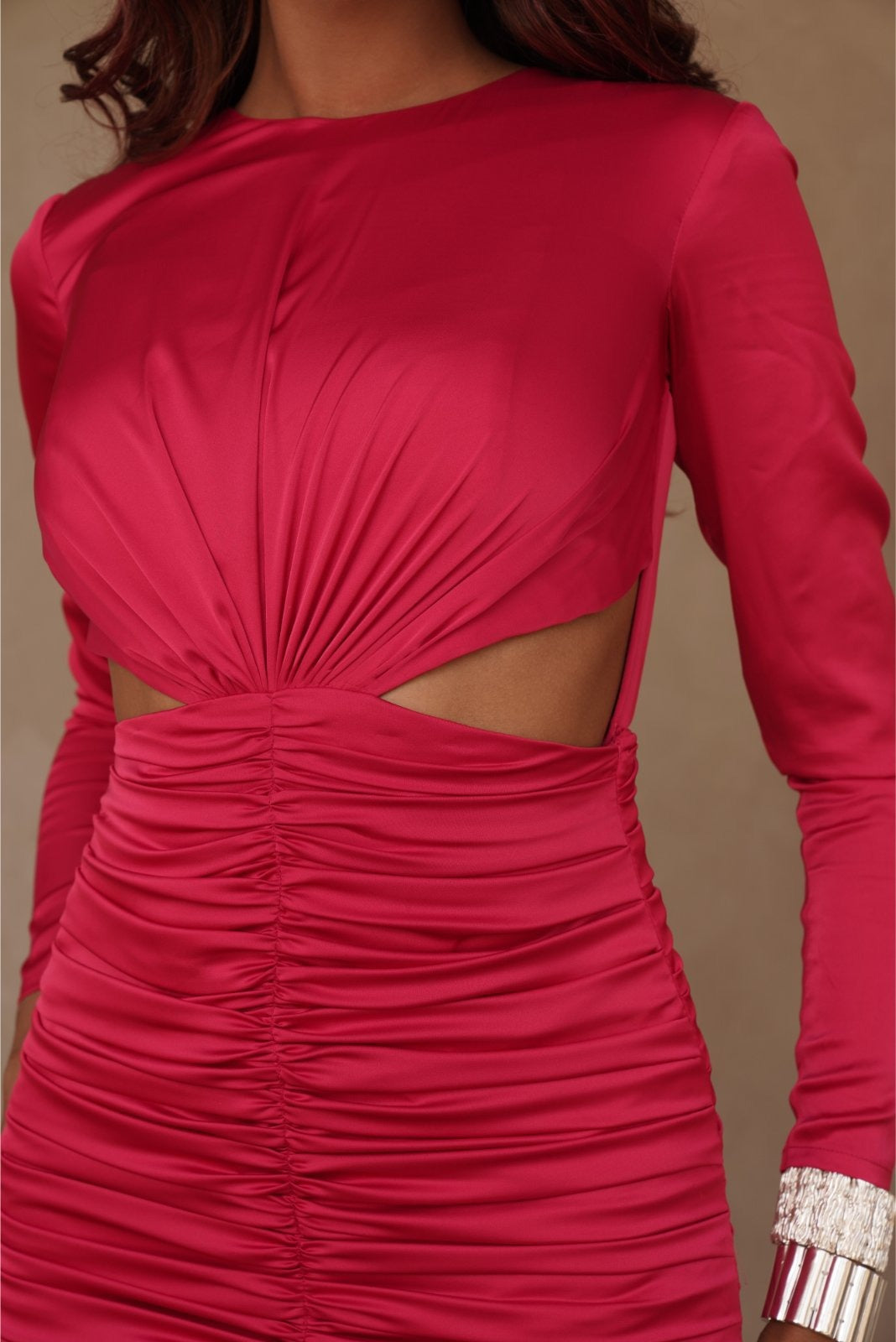 Hot Pink Cutout Short Dress - Bold