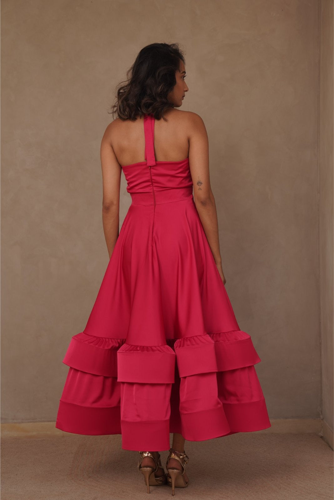 Hot Pink Cut-out Layered Dress - Candy