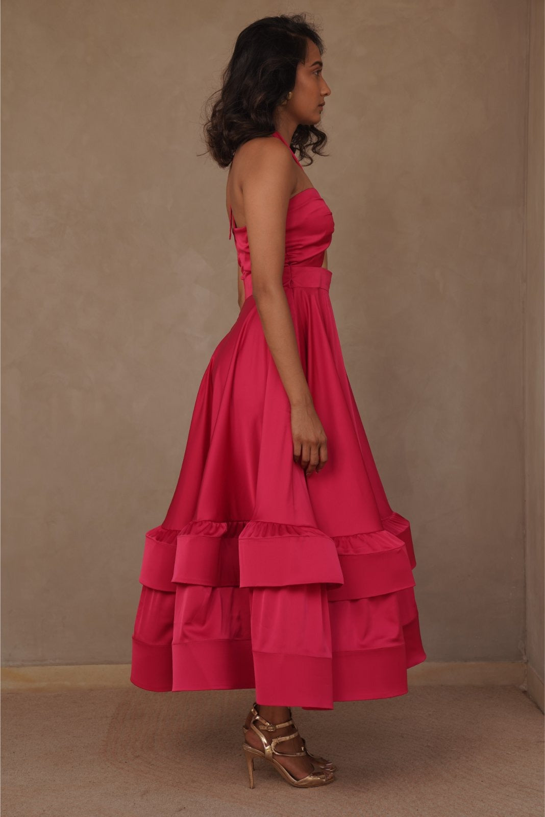 Hot Pink Cut-out Layered Dress - Candy