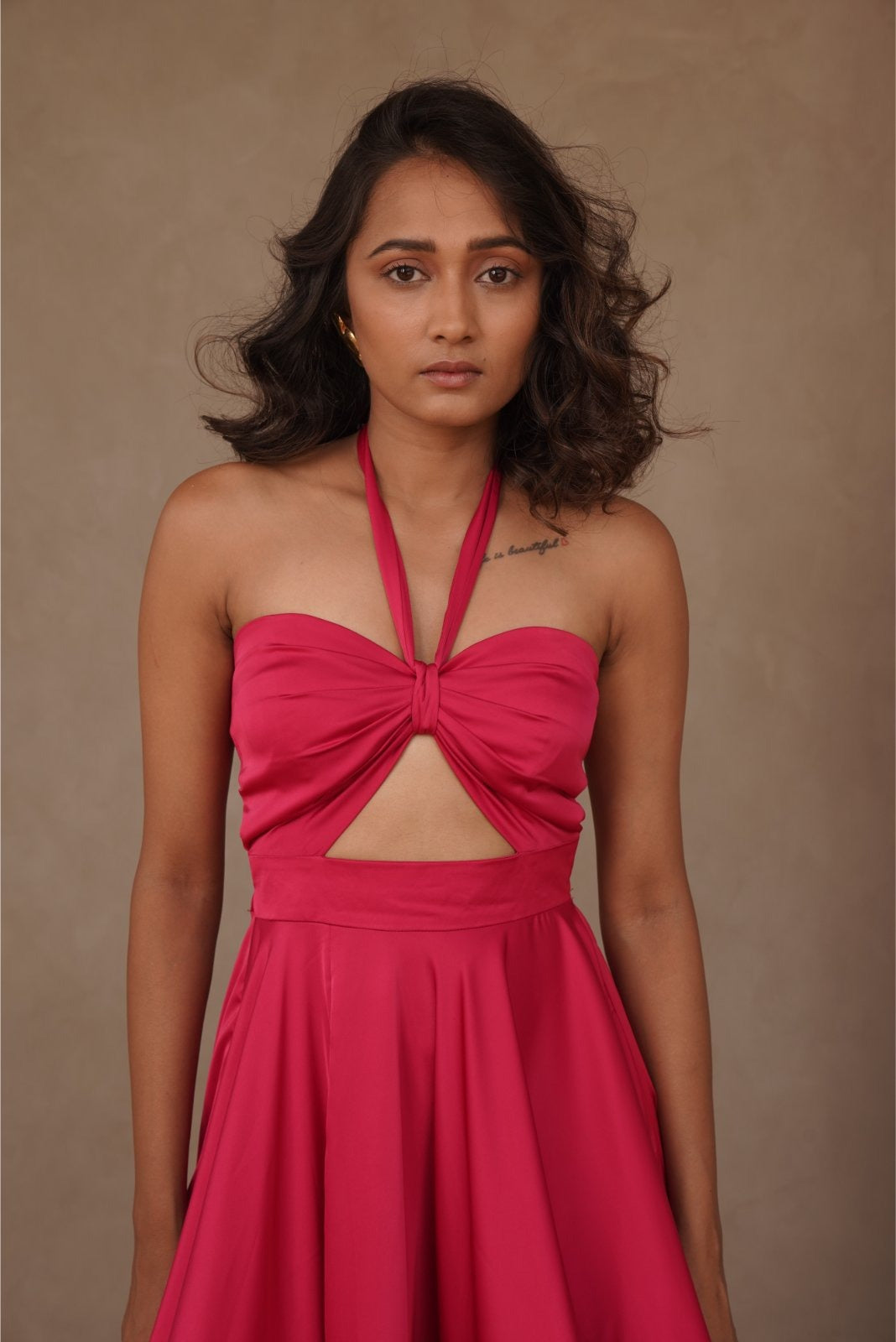 Hot Pink Cut-out Layered Dress - Candy