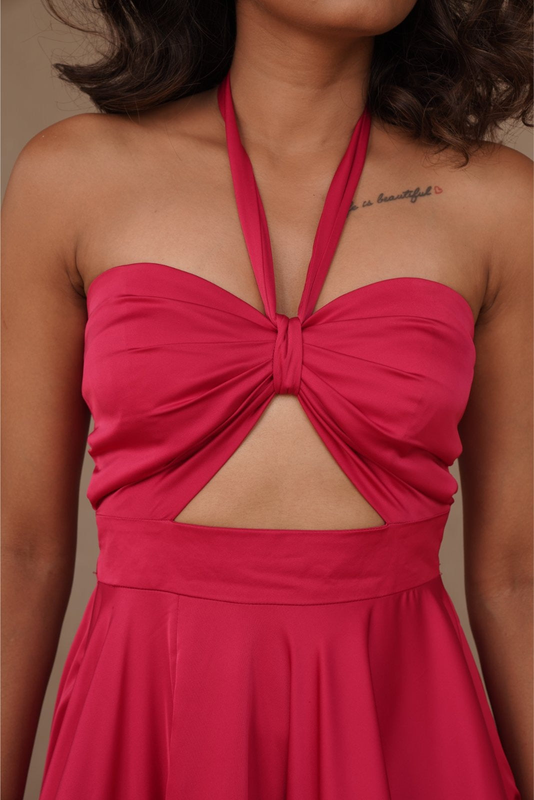 Hot Pink Cut-out Layered Dress - Candy