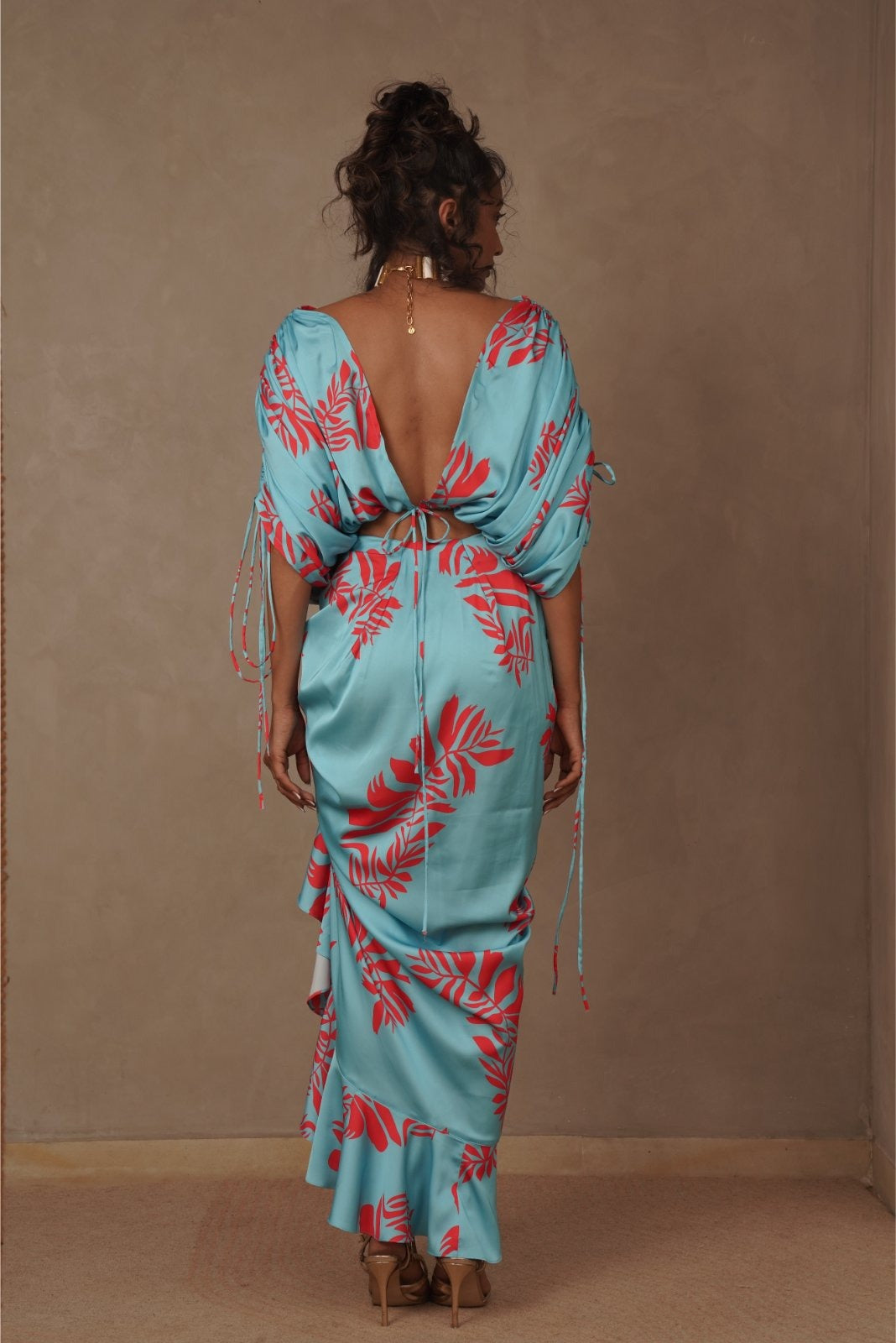 Blue and Red Printed Drape Skirt and Top Coord Set – Bliss