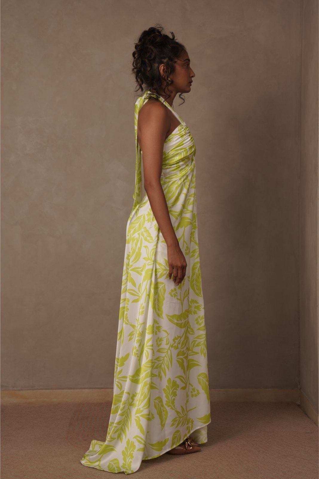 White and Green Printed High Low Dress - Glow