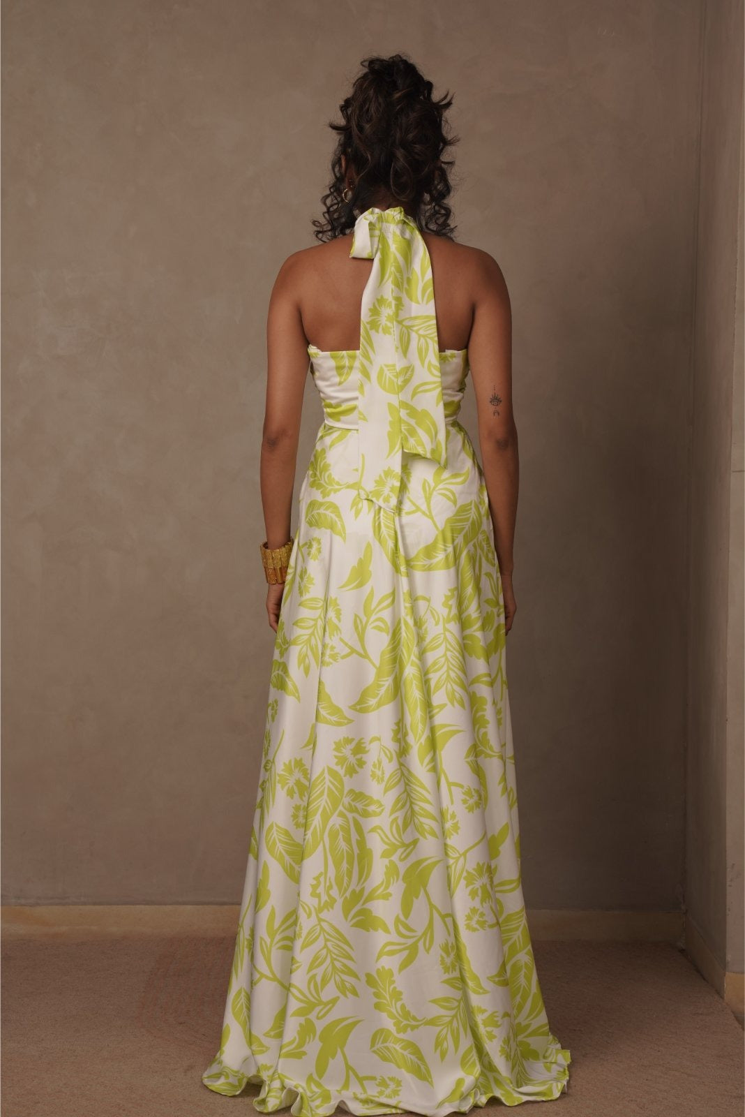 White and Green Printed High Low Dress - Glow
