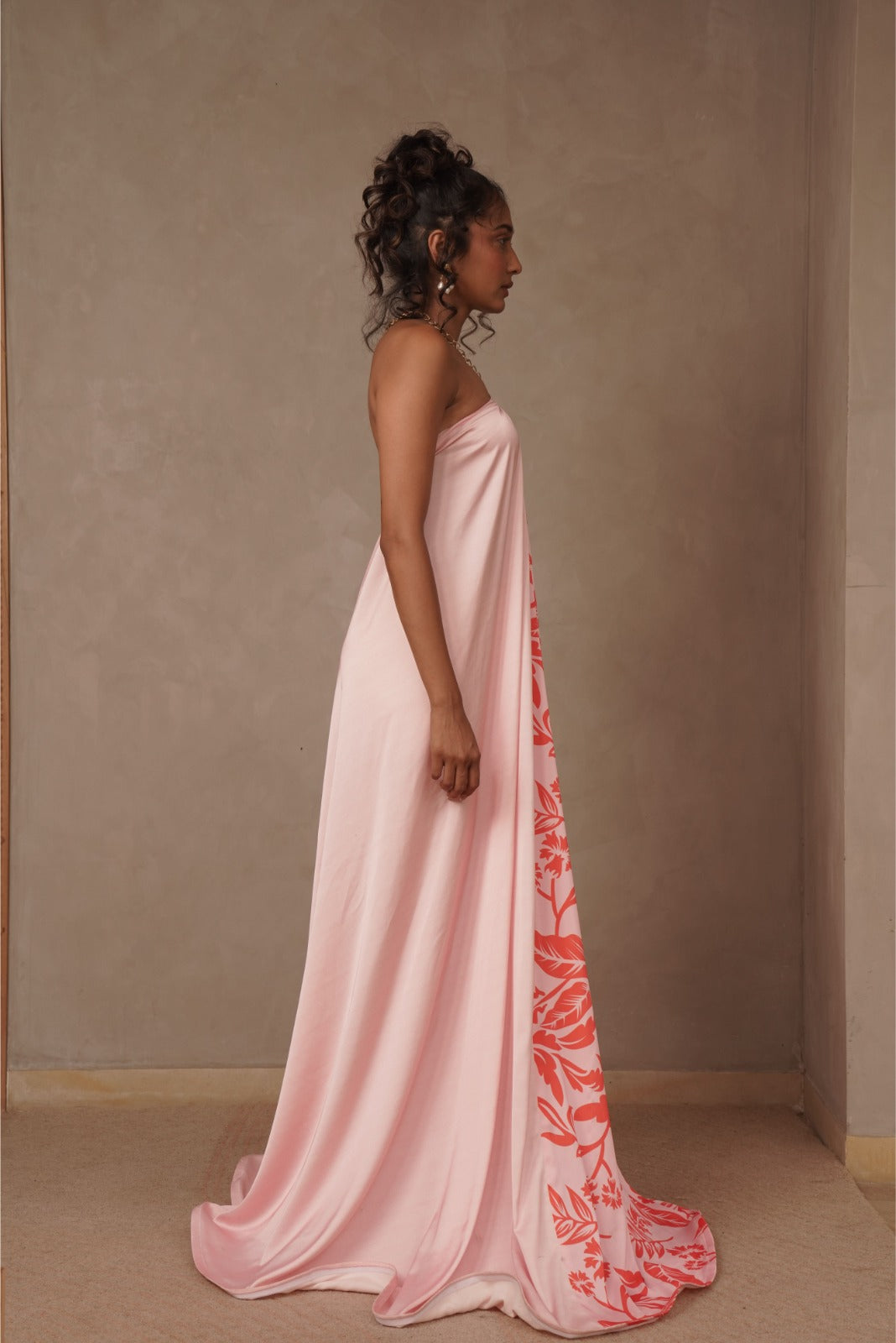 Half Printed Free Size Maxi Dress - Beauty