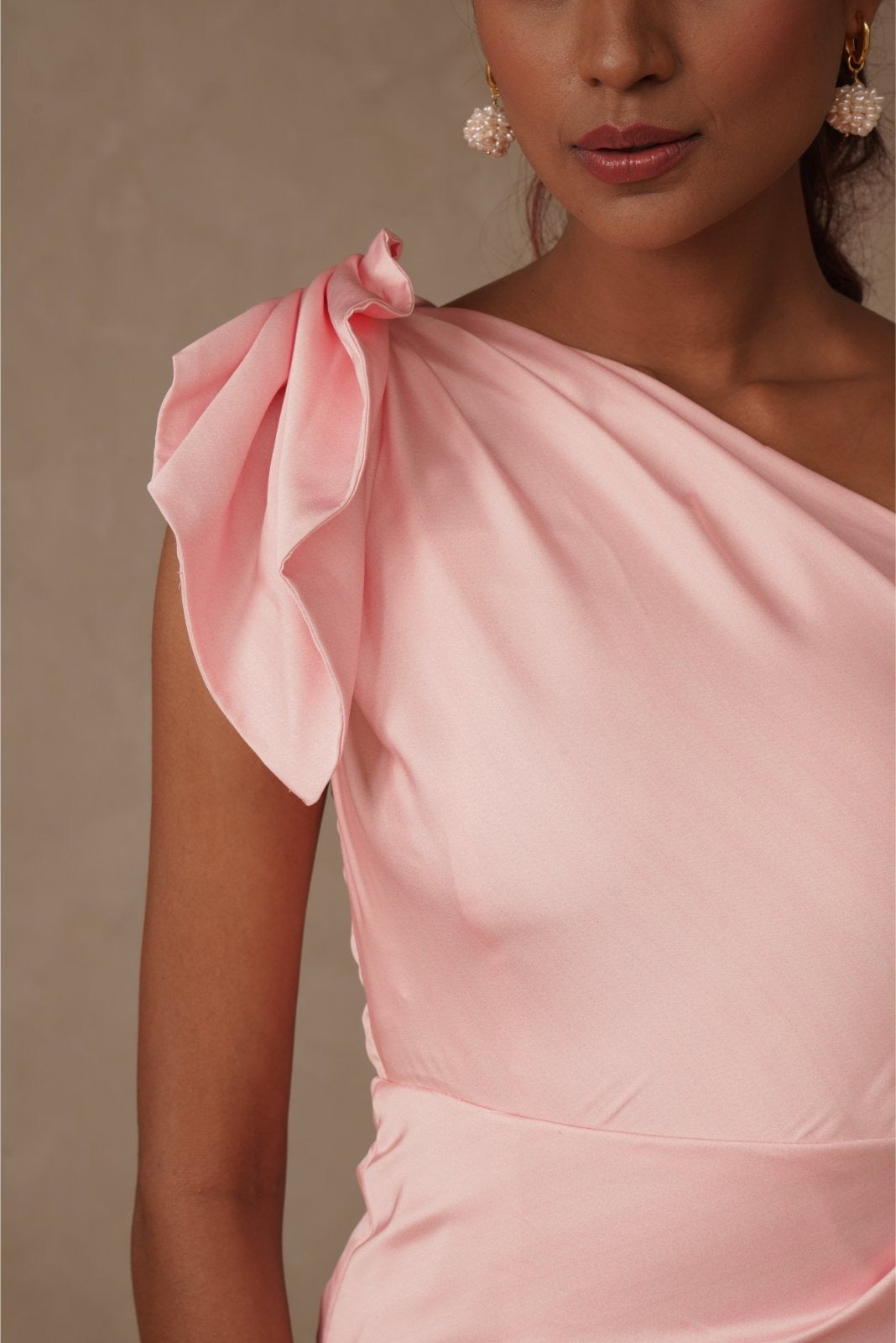 Baby Pink Short Drape Dress with Fringes - Delight