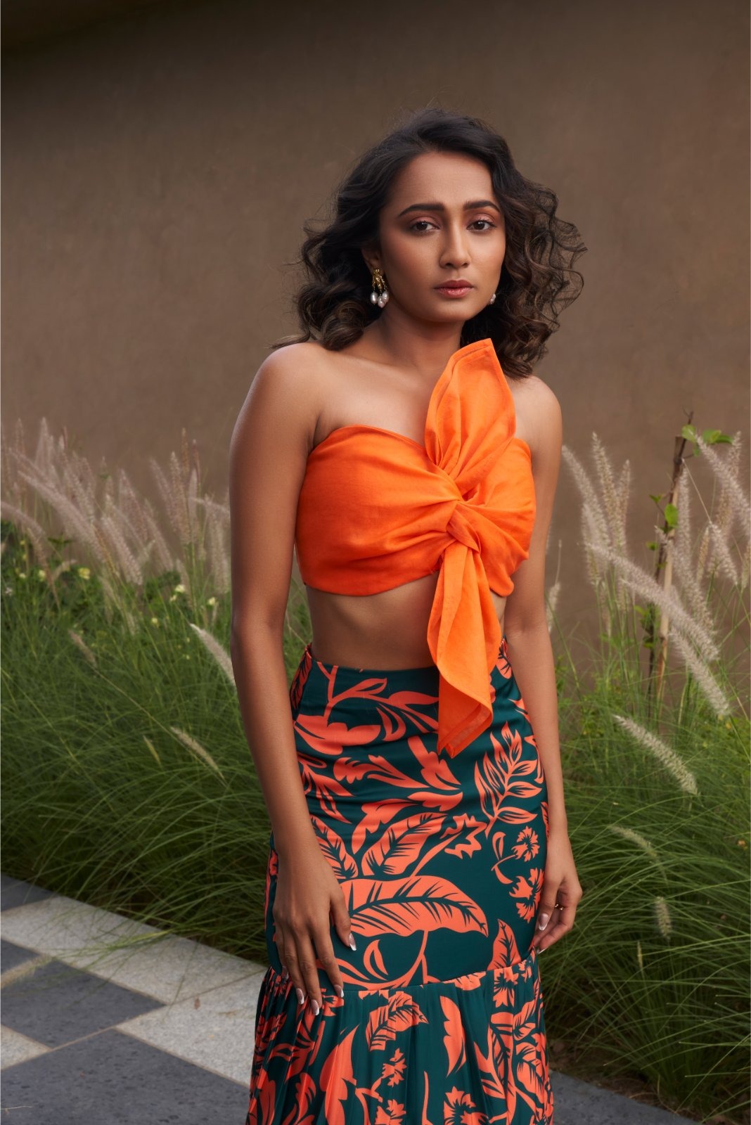 Orange and Green Multi-Layered Skirt Coord Set - Fierce