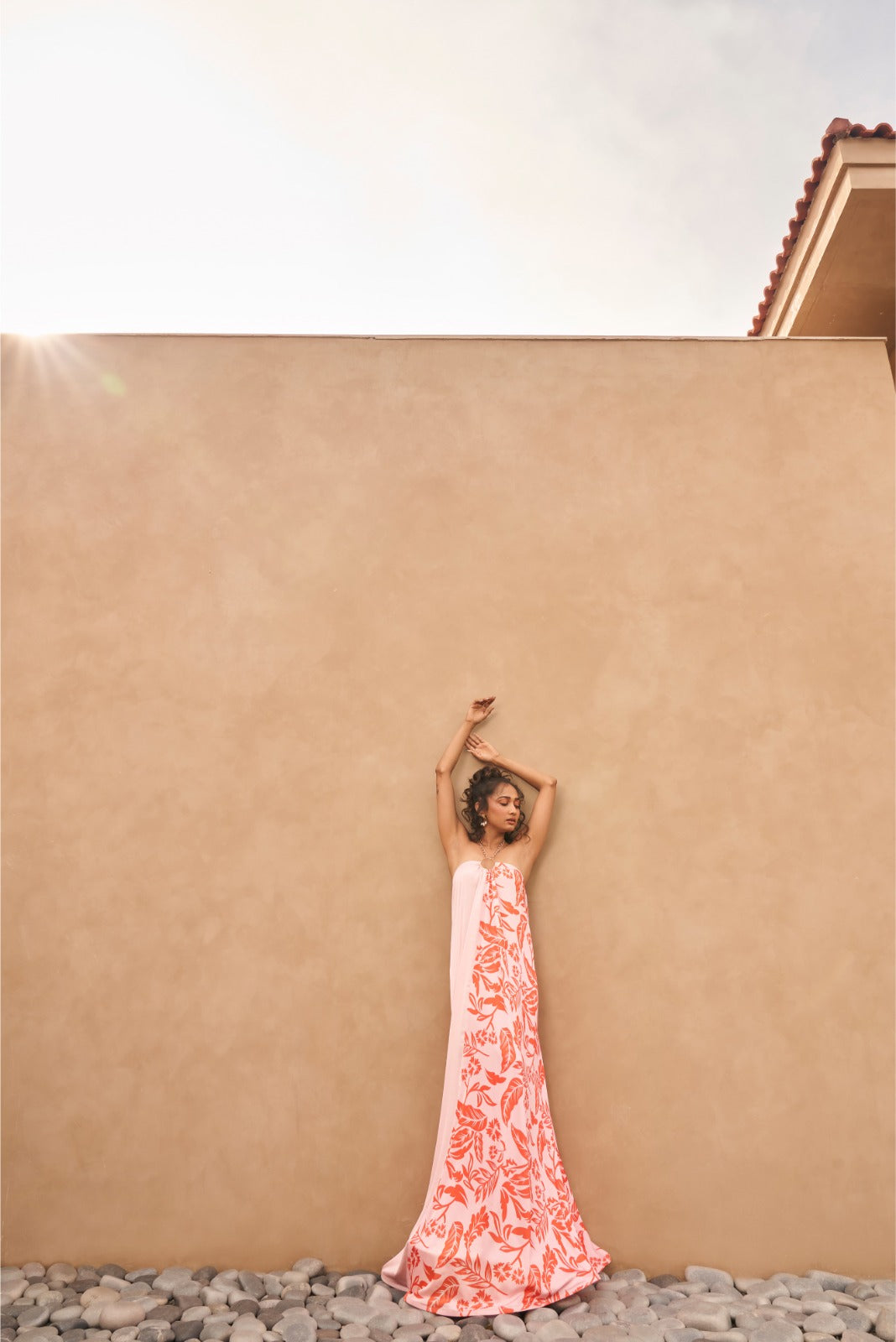 Half Printed Free Size Maxi Dress - Beauty