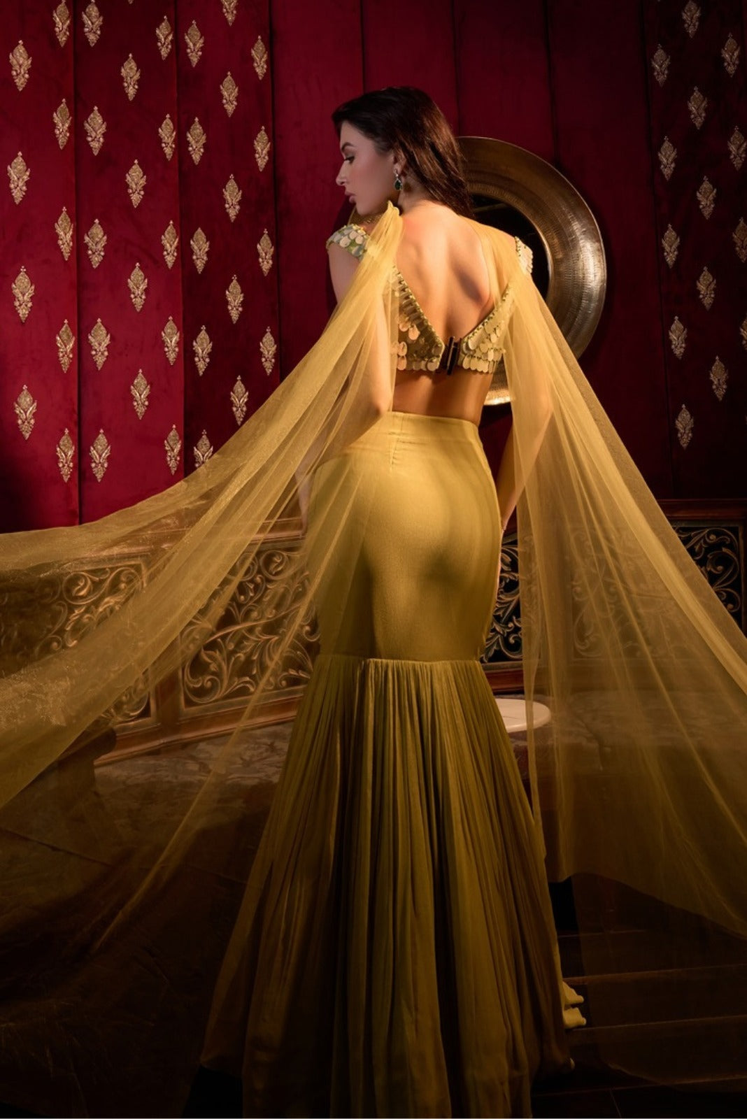 Lime Green Fish Cut Lehenga Choli