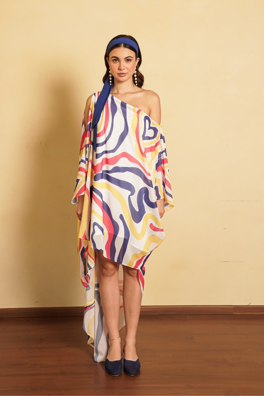 Multi-Colour Heart Printed Kaftan Dress