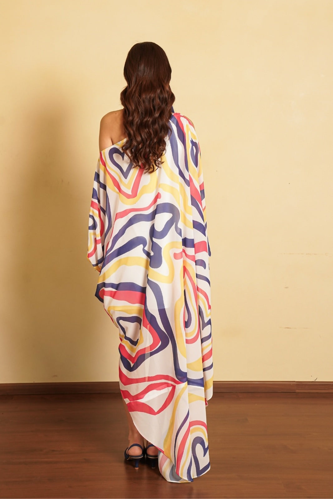 Multi-Colour Heart Printed Kaftan Dress