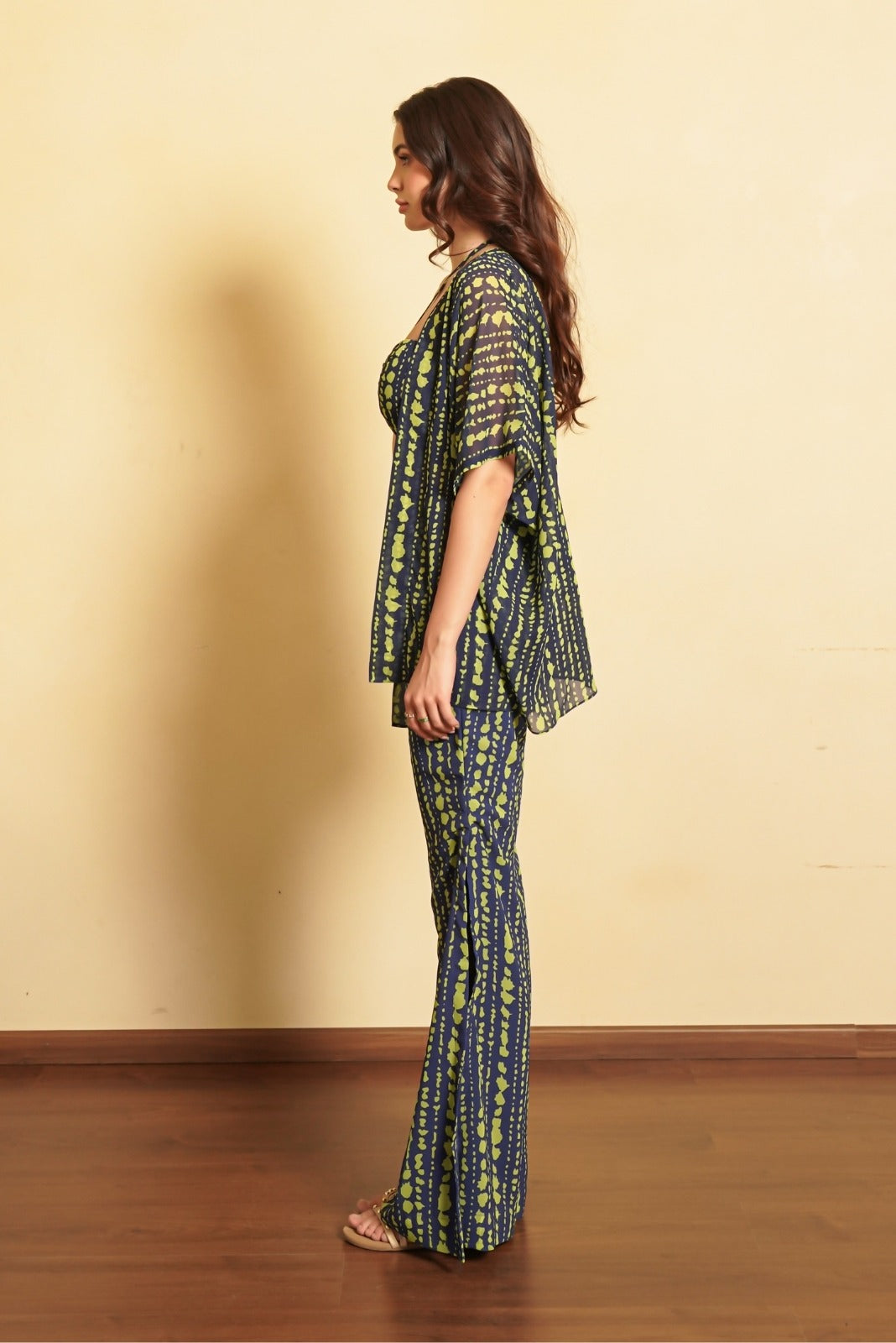 Navy Blue Three Piece Set With Shrug