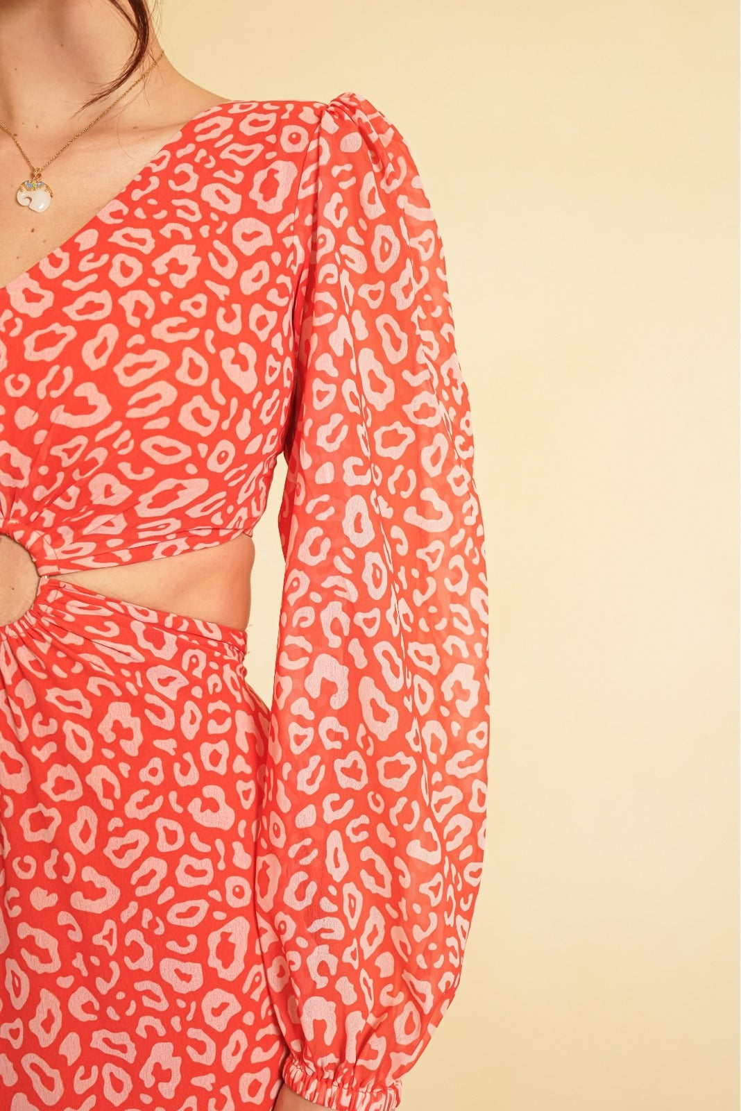 Orange Full Sleeved Gown with Cut out