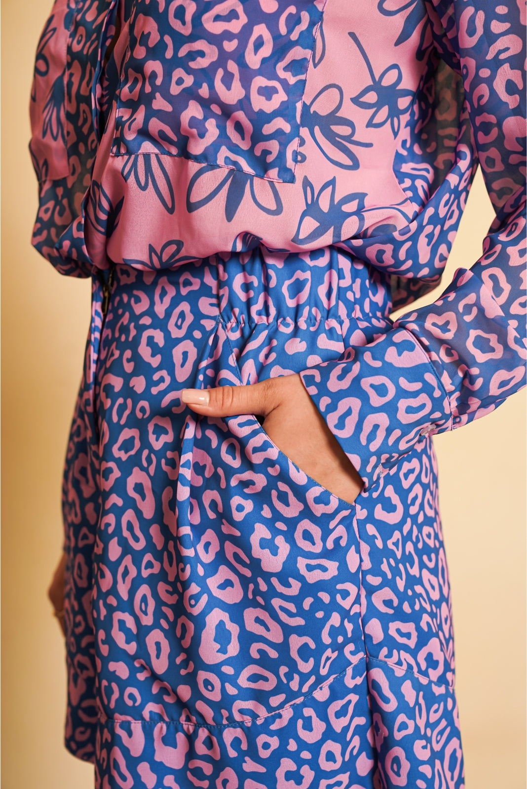 Pink and Blue Printed Short Co-ord Set