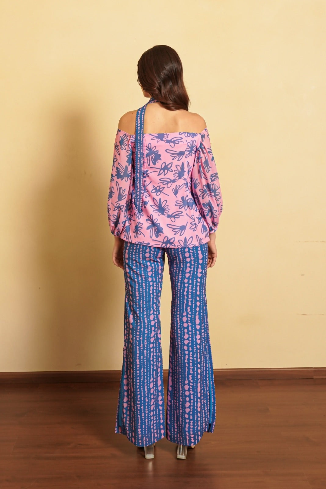 Pink and Blue Printed Palazzo Co-ord set