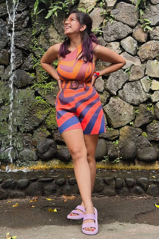 Printed Assymetric Jumpsuit