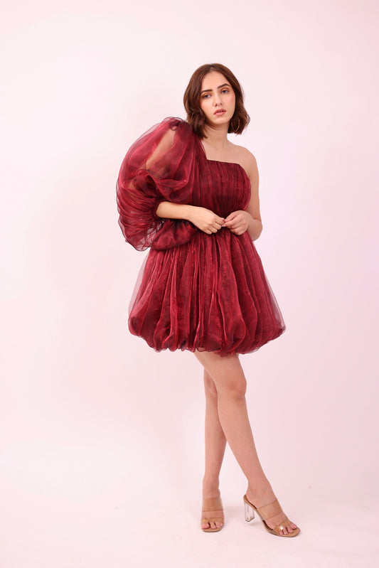 Red Short Tube Dress With Detachable Sleeves – Quirky