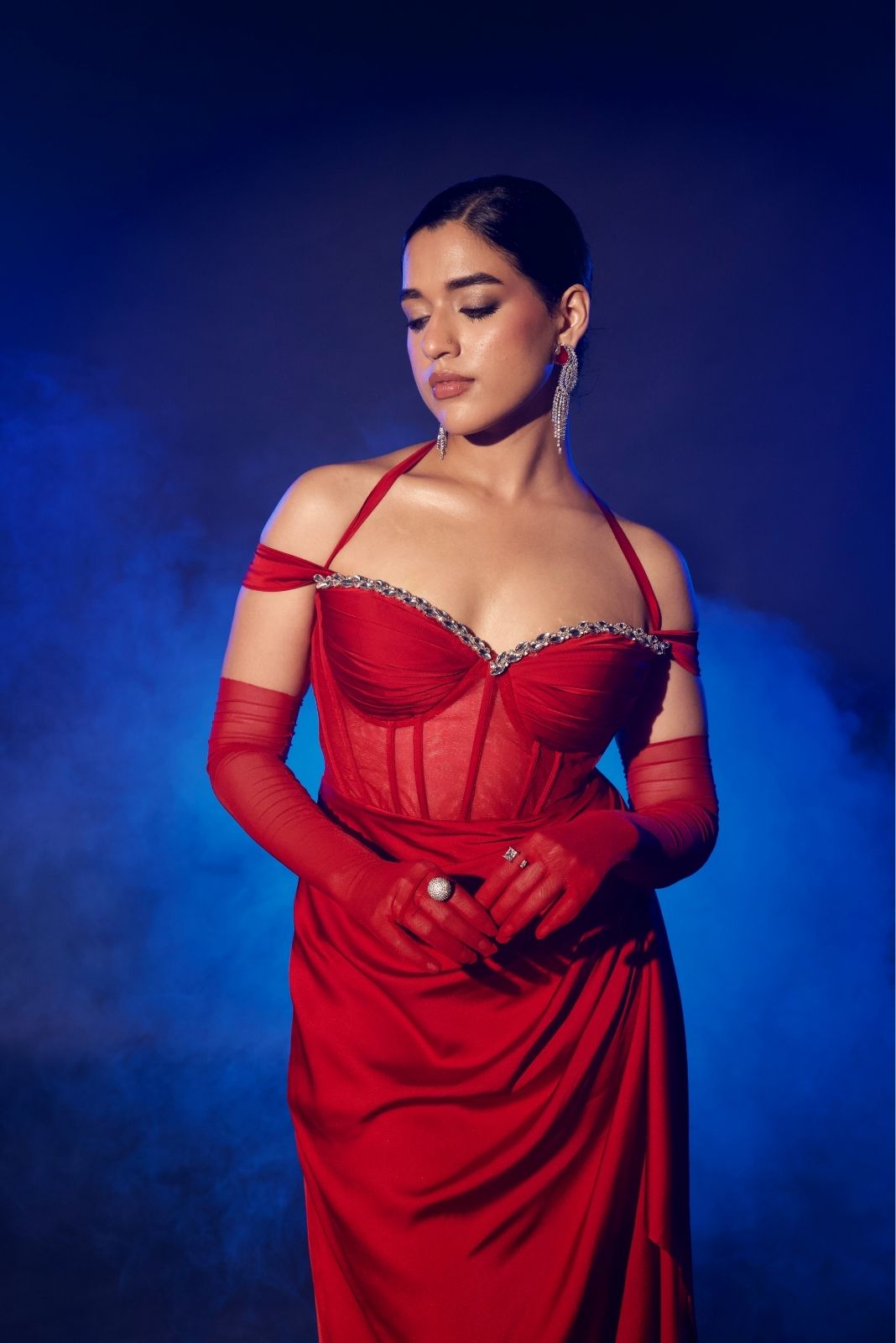 Red Corset Drape Gown