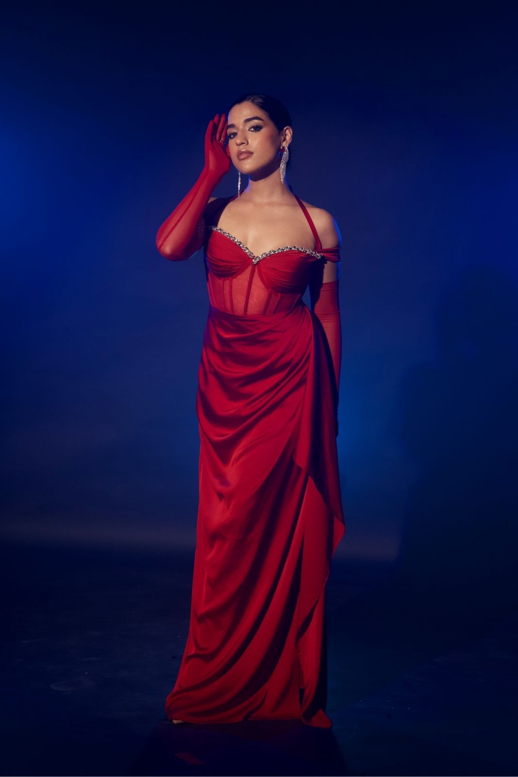 Red Corset Drape Gown
