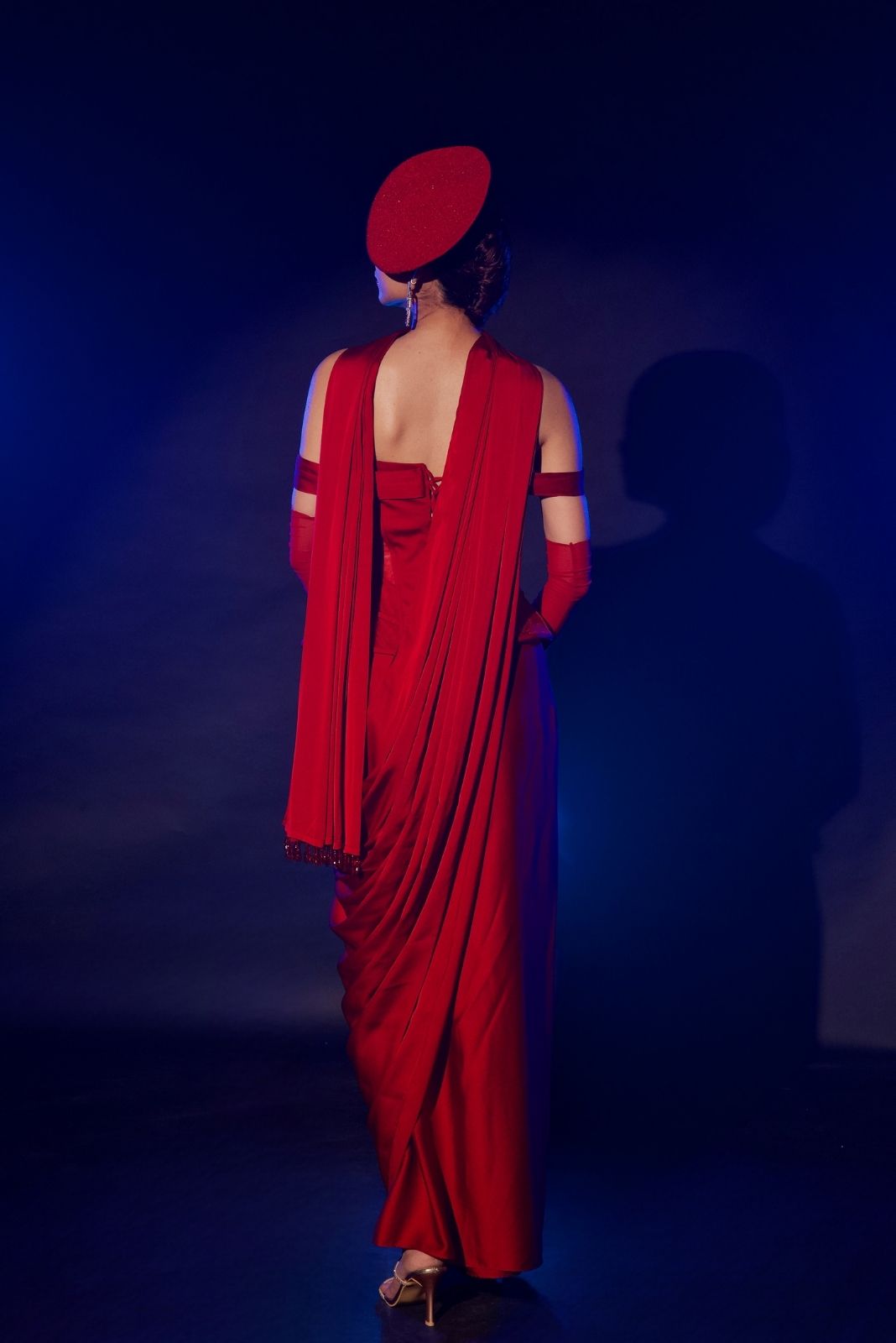 Structured Red Corset Saree