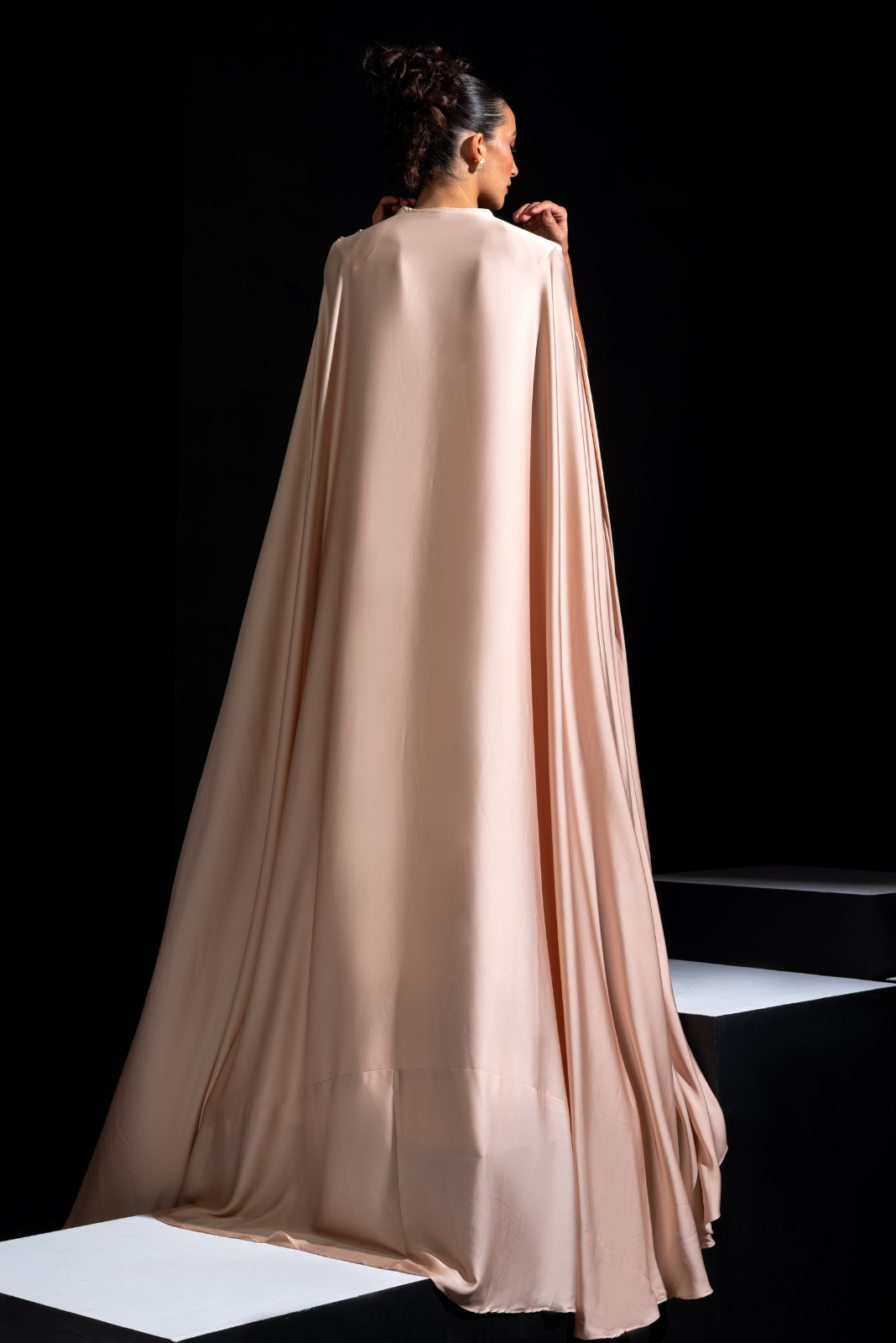Rose Gold Embellished Corset with Drape and Cape - Chrome