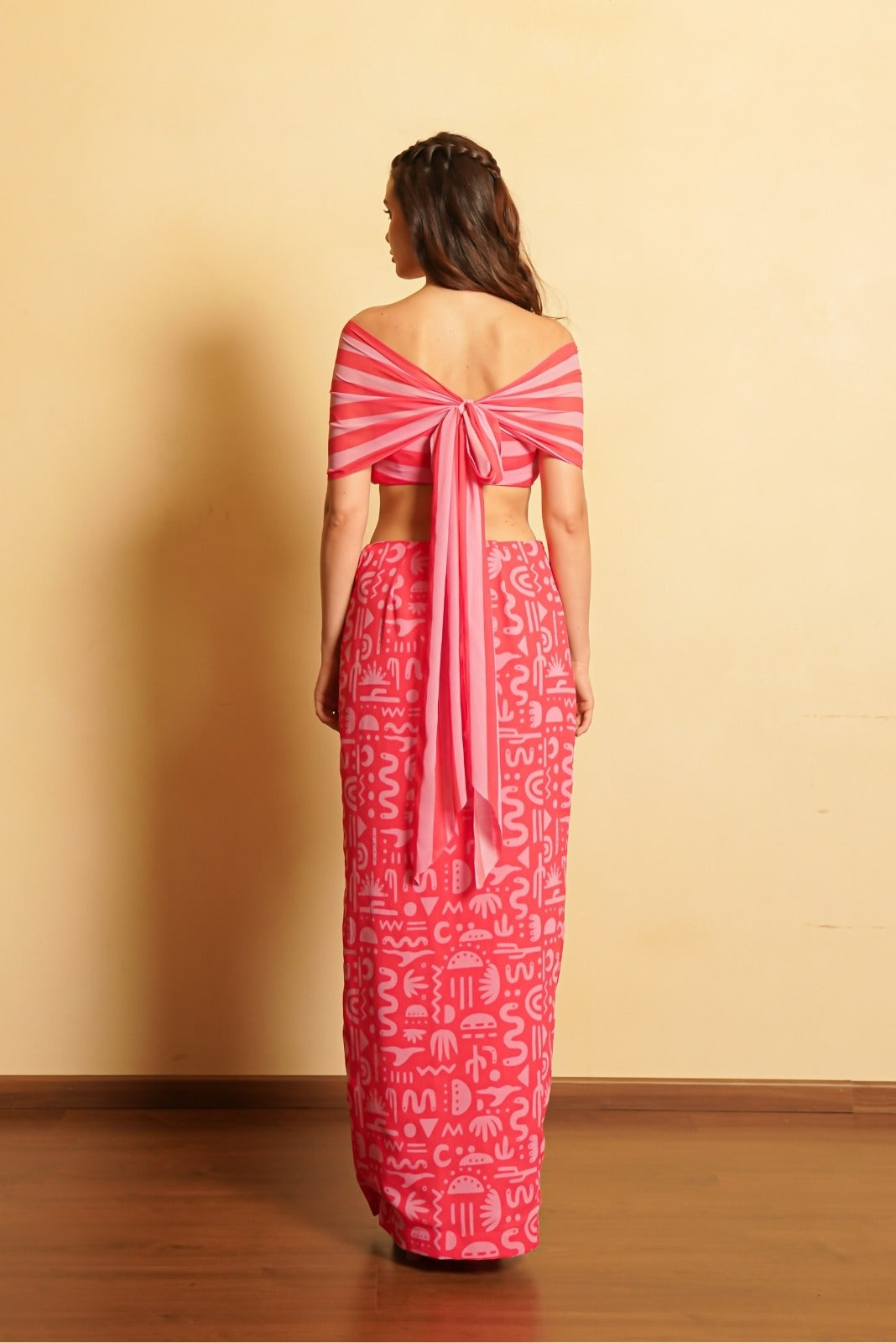 Pink Long Slit Skirt