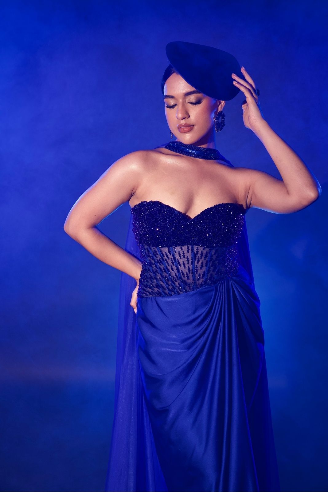 Electric Blue Corset Gown