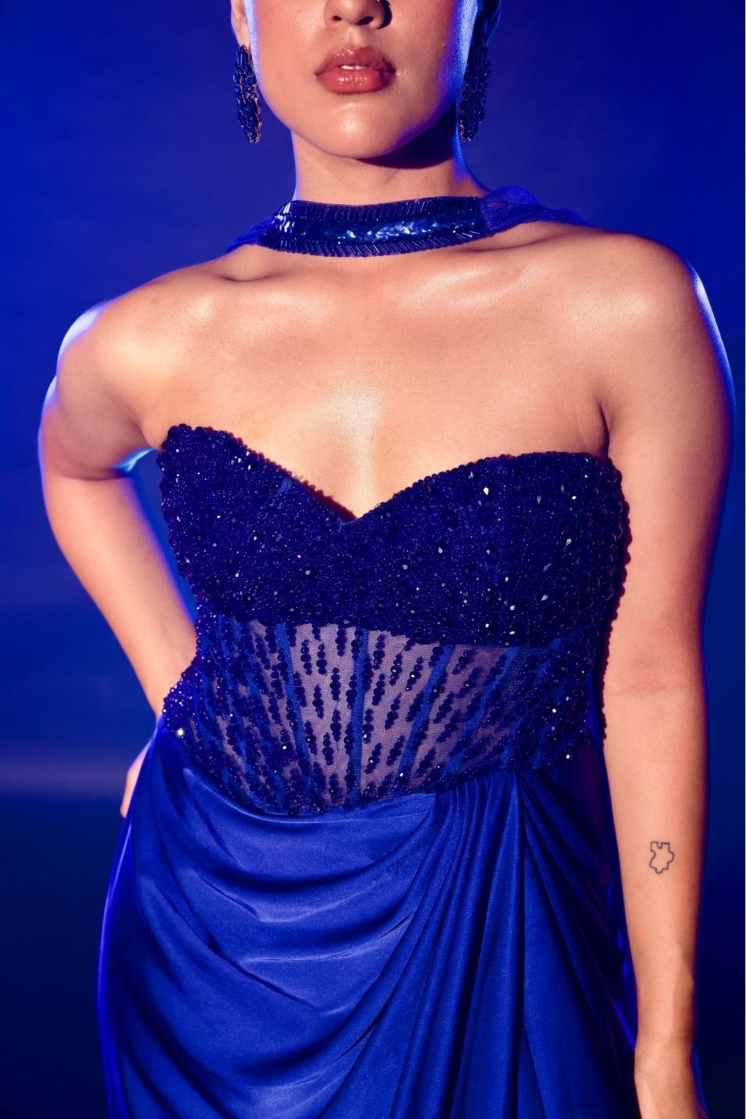 Electric Blue Corset Gown