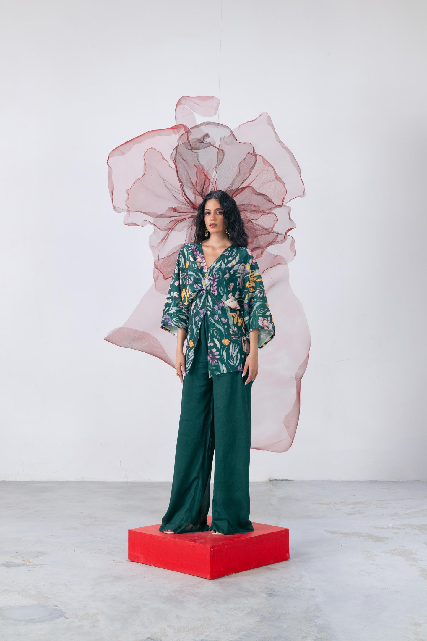 Emerald Green Contemporary 2-Piece Set - Tamanna