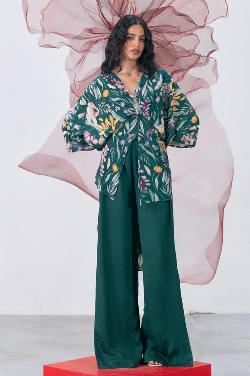 Emerald Green Contemporary 2-Piece Set - Tamanna
